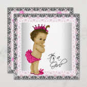 Pink und Gray Girl Dusche Einladung (Vorne/Hinten)