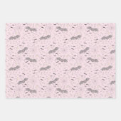 Pink und Gray Halloween Bat, Moon & Gingham Geschenkpapier Set (Vorderseite)