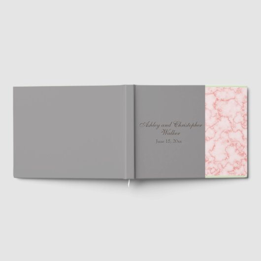 Pink und Gray Marble Wedding Gästebuch (Voll)