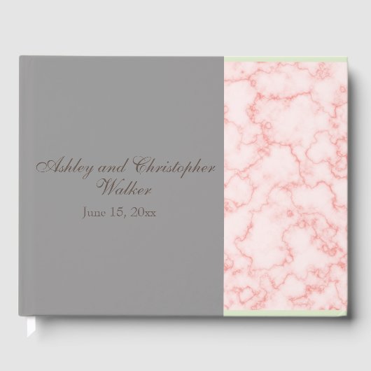 Pink und Gray Marble Wedding Gästebuch (Vorderseite)