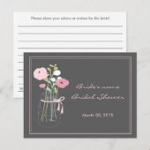 Pink und Gray Mason Jar Brautparty Beratung Hinweiskarte (Vorne/Hinten)