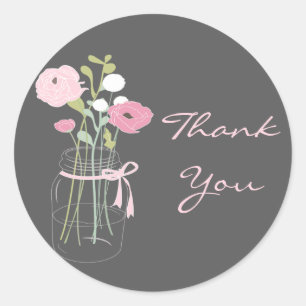 Pink und Gray Mason Jar Gastgeschenk Hochzeit Stic Runder Aufkleber