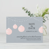 Pink und Gray Paper Lantern Hochzeit speichern Sie Save The Date (Stehend Vorderseite)