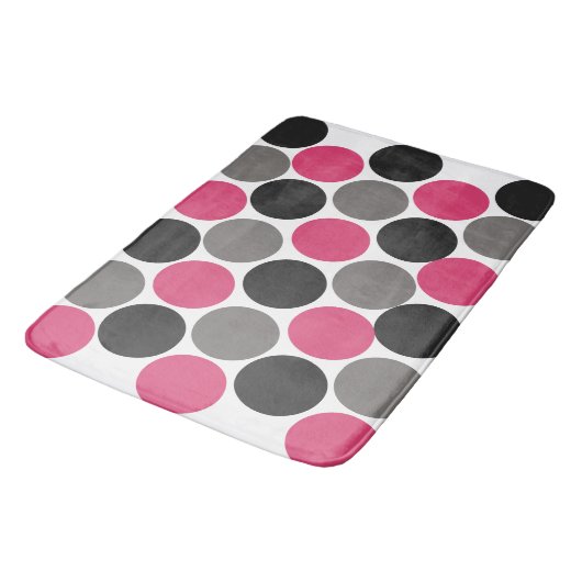Pink und Gray Polika Dot Badematte (Schrägansicht)
