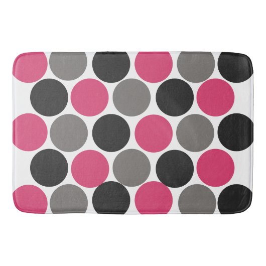 Pink und Gray Polika Dot Badematte (Vorderseite)