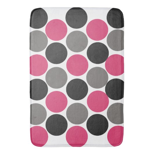 Pink und Gray Polika Dot Badematte (Vorderseite Vertikal)