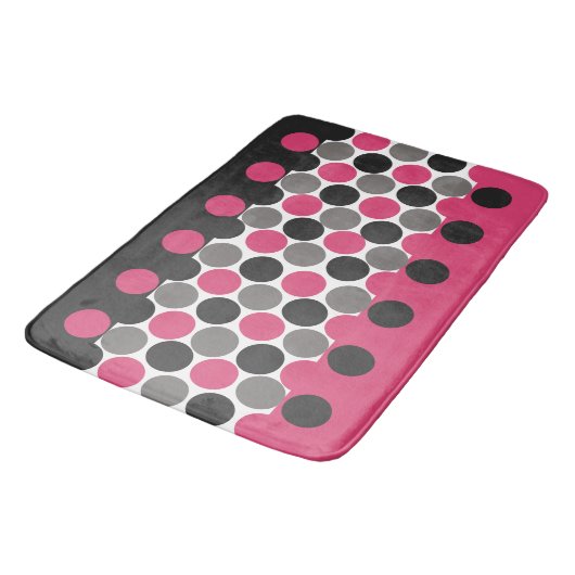 Pink und Gray Polika Dot Badematte (Schrägansicht)
