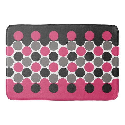 Pink und Gray Polika Dot Badematte (Vorderseite)