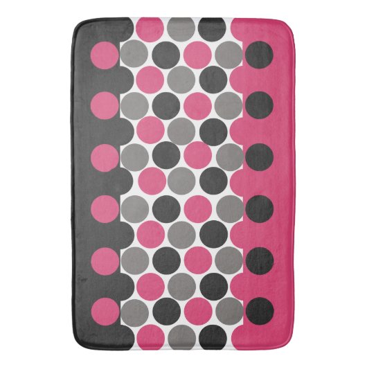 Pink und Gray Polika Dot Badematte (Vorderseite Vertikal)