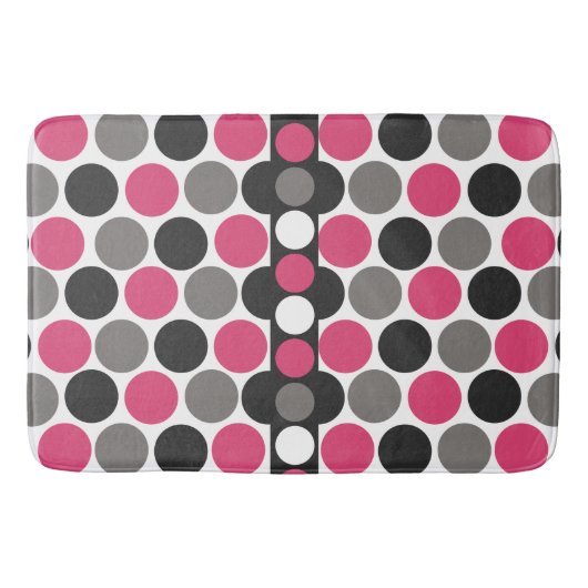 Pink und Gray Polika Dot Badematte (Vorderseite)