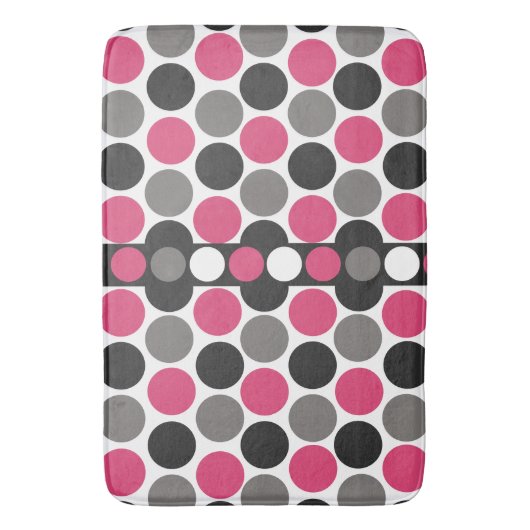 Pink und Gray Polika Dot Badematte (Vorderseite Vertikal)
