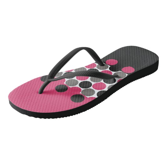 Pink und Gray Polika Dot Badesandalen (Schrägansicht)