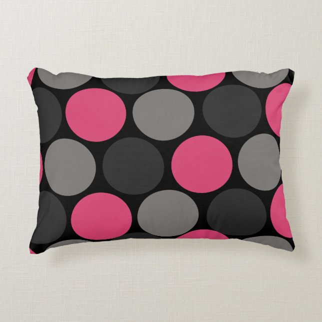 Pink und Gray Polika Dot Dekokissen (Vorderseite)