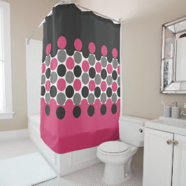 Pink und Gray Polika Dot Duschvorhang