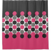 Pink und Gray Polika Dot Duschvorhang (Vorderseite)