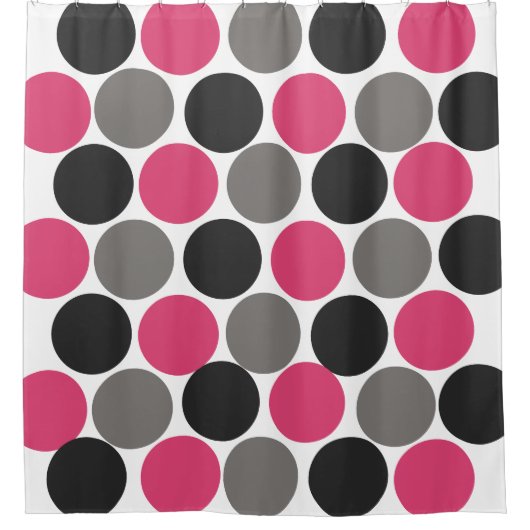 Pink und Gray Polika Dot Duschvorhang (Vorderseite)
