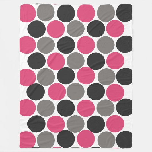 Pink und Gray Polika Dot Fleecedecke (Vorderseite)