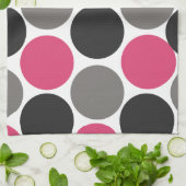 Pink und Gray Polika Dot Geschirrtuch (Gefaltet)
