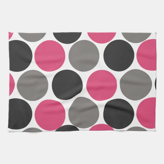 Pink und Gray Polika Dot Geschirrtuch (Horizontal)