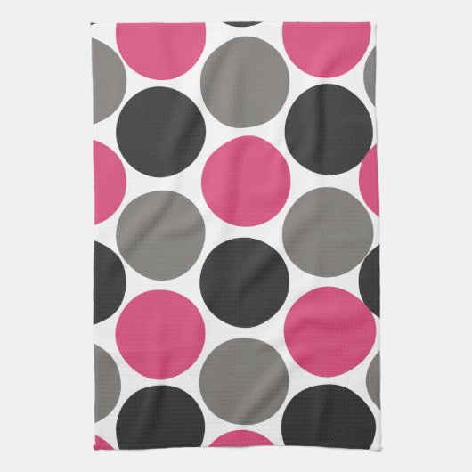 Pink und Gray Polika Dot Geschirrtuch (Vertikal)