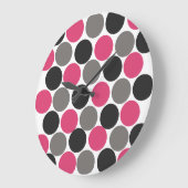 Pink und Gray Polika Dot Große Wanduhr (Winkel)