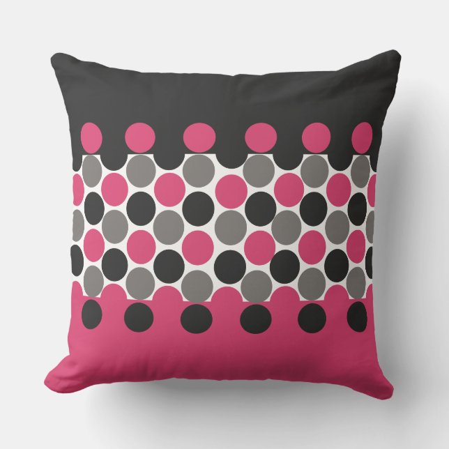 Pink und Gray Polika Dot Kissen (Vorderseite)