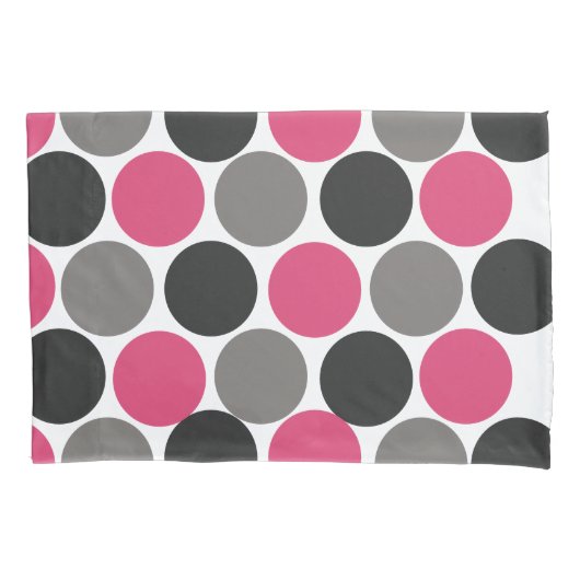 Pink und Gray Polika Dot Kissenbezug (Vorderseite)