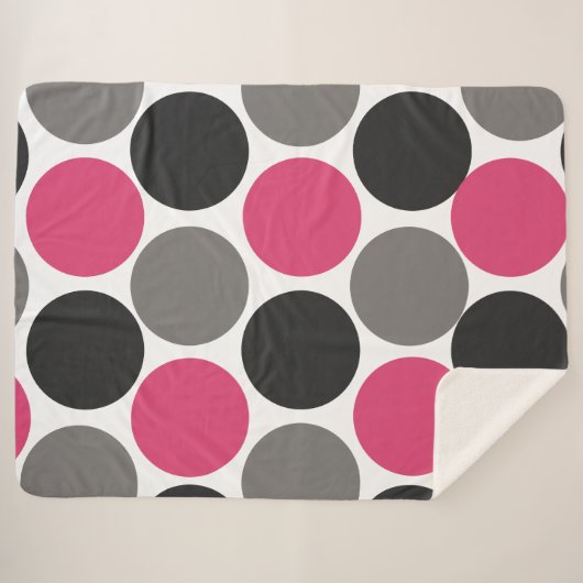 Pink und Gray Polika Dot Sherpadecke (Vorderseite (Horizontal))