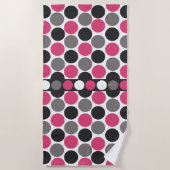 Pink und Gray Polika Dot Strandtuch (Vorderseite)