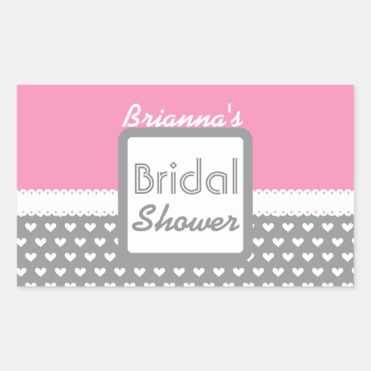 Pink und Gray Polka Dot Brautparty B01 Rechteckiger Aufkleber (Vorderseite)