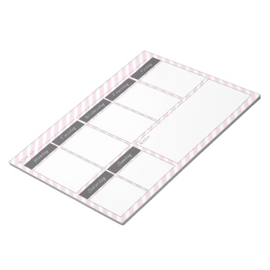 Pink und Gray Weekly Calendar Notepad Notizblock (angewinkelt)