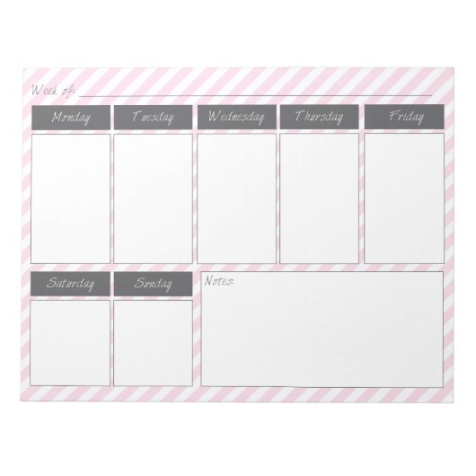Pink und Gray Weekly Calendar Notepad Notizblock (Vorderseite)