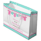 Pink und Green Baby Line Kinderduschplakette Große Geschenktüte (Vorderseite Schrägansicht)
