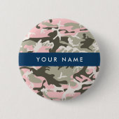 Pink und Green Camouflage Ihr Name Persönlich gest Button (Vorderseite)
