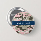 Pink und Green Camouflage Ihr Name Persönlich gest Button (Vorne & Hinten)