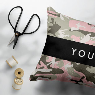 Pink und Green Camouflage Ihr Name Persönlich gest Dekokissen