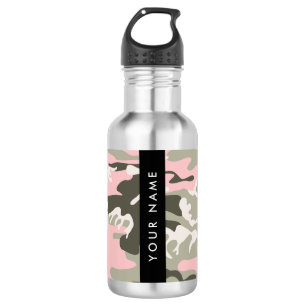 Pink und Green Camouflage Ihr Name Persönlich gest Edelstahlflasche