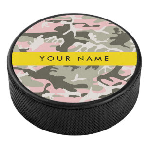 Pink und Green Camouflage Ihr Name Persönlich gest Eishockey Puck