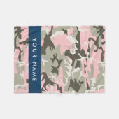 Pink und Green Camouflage Ihr Name Persönlich gest Fleecedecke (Vorderseite (Horizontal))