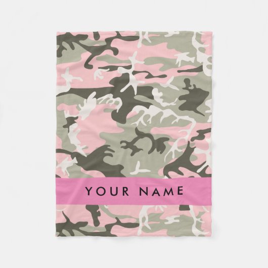Pink und Green Camouflage Ihr Name Persönlich gest Fleecedecke (Vorderseite)