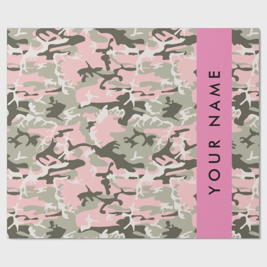 Pink und Green Camouflage Ihr Name Persönlich gest Geschenkpapier (Flach)