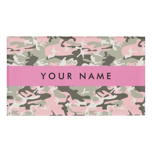 Pink und Green Camouflage Ihr Name Persönlich gest Namenschild (Vorderseite)