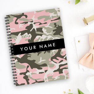Pink und Green Camouflage Ihr Name Persönlich gest Notizblock
