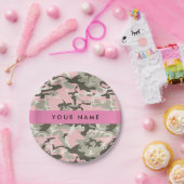 Pink und Green Camouflage Ihr Name Persönlich gest Pappteller (Party)