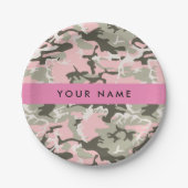 Pink und Green Camouflage Ihr Name Persönlich gest Pappteller (Vorderseite)