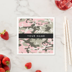 Pink und Green Camouflage Ihr Name Persönlich gest Serviette