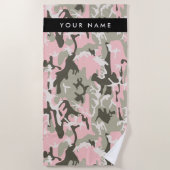 Pink und Green Camouflage Ihr Name Persönlich gest Strandtuch (Vorderseite)