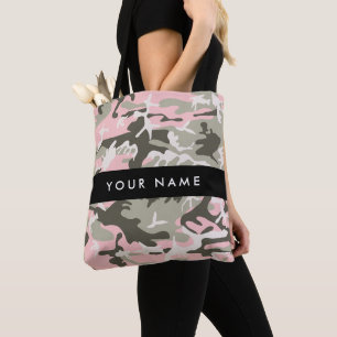 Pink und Green Camouflage Ihr Name Persönlich gest Tasche