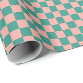 Pink und Green Checkerboard Wrapping Paper Geschenkpapier (Rolleneckpunkt)