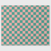 Pink und Green Checkerboard Wrapping Paper Geschenkpapier (Flach)